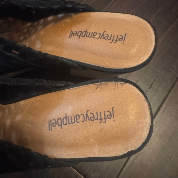 Anthropologie Jeffrey Campbell Black Suede Favela woven mule size 9.5 - Picture 8 of 16